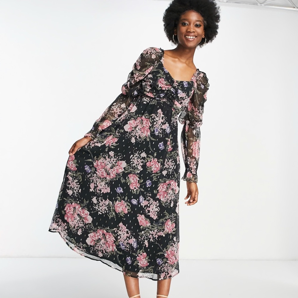 Floral Black Dress